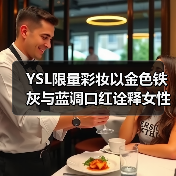 YSL限量彩妆以金色铁灰与蓝调口红诠释女性神秘魅力（图3）